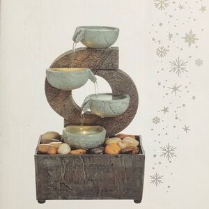 LED Tiered Fountain - Tabletop, Festive Voice- Lit by LED light, Gray and Brown